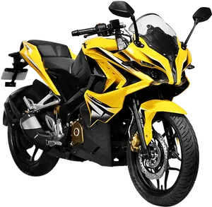 Bajaj Pulsar Yellow Sport Motorcycle PNG Image