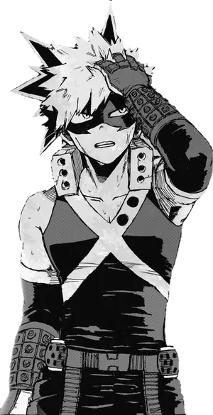 Bakugou_ Black_and_ White_ Portrait PNG Image