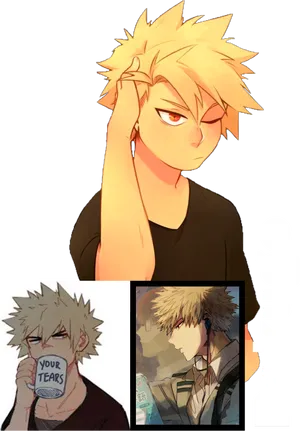 Bakugou Collage Anime Character PNG Image