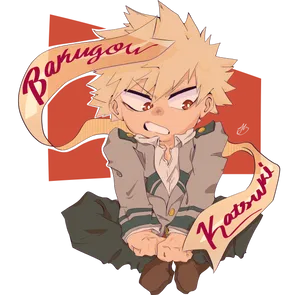 Bakugou Katsuki Anime Artwork PNG Image