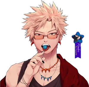 Bakugou_with_ Lollipop_ Artwork PNG Image