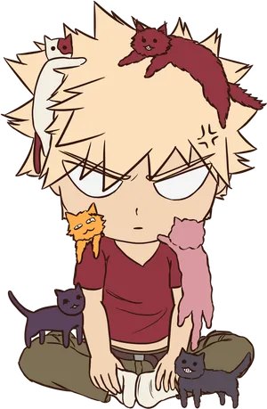 Bakugouwith Cats Illustration PNG Image