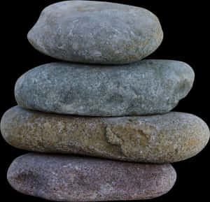 Balanced Stone Pile Black Background PNG with transparent background