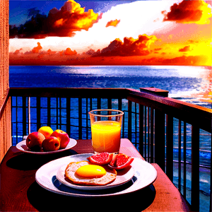 Balcony Sunrise Breakfast PNG htf61 PNG with transparent background
