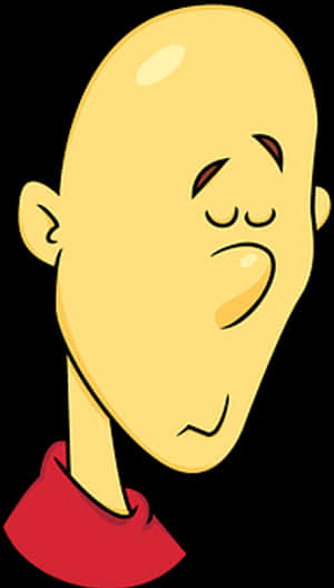 Bald Cartoon Character Red Collar PNG