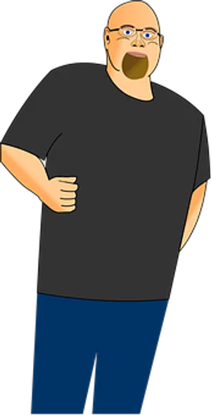Bald Cartoon Man Running PNG Image