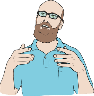 Bald Man Gesturingwith Hands Illustration PNG image with transparent background