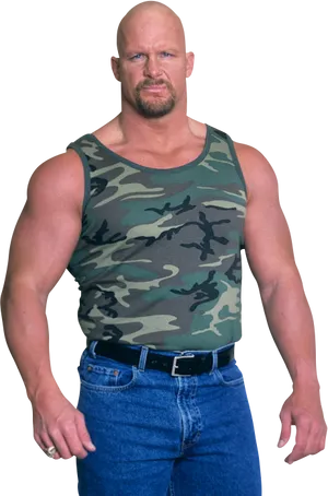 Bald Manin Camouflage Tank Top PNG Image