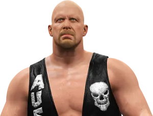 Bald_ Wrestler_with_ Skull_ Vest PNG Image