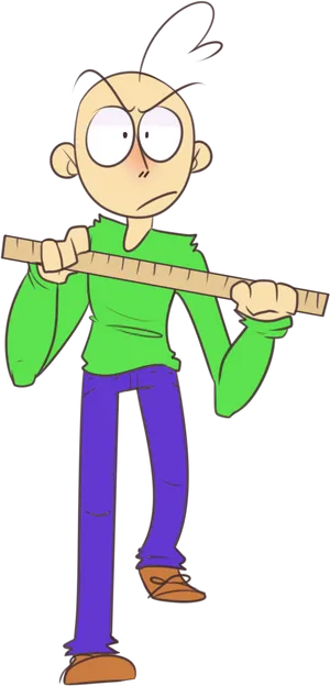 Baldi Cartoon Character Holding Ruler PNG Image