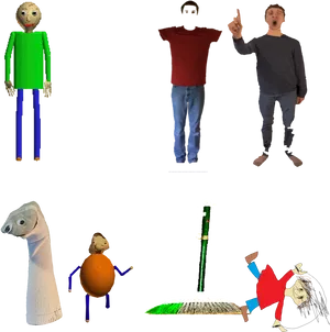 Baldi Game Characters Collage PNG Image