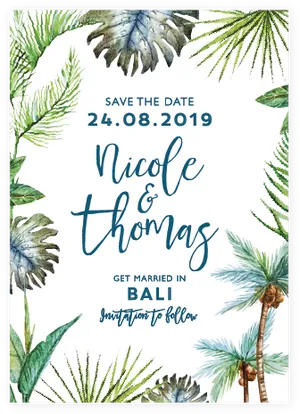 Bali Wedding Save The Date Invitation PNG Image