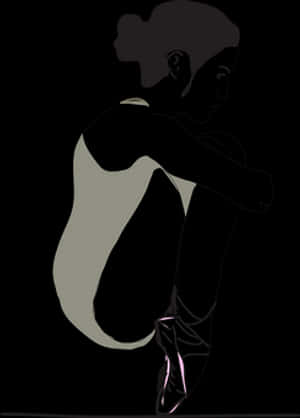 Ballerina Silhouette Black Background PNG image with transparent background