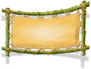 Bamboo Frame Parchment Banner PNG image with transparent background