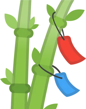 Bamboo Stalkswith Hanging Masks PNG Image