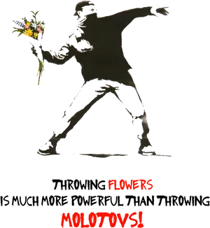 Banksy Flower Thrower Powerful Message PNG Image