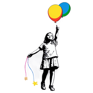 Banksy Flying Balloons Girl PNG rih PNG image with transparent background