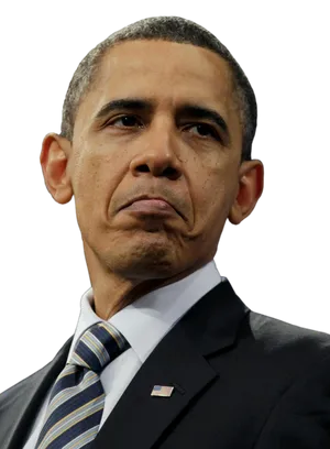 Barack Obama Contemplative Portrait PNG Image