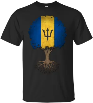 Barbados Flag Tree Roots T Shirt Design PNG Image