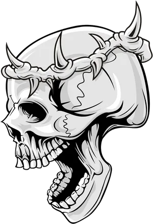 Barbed Wire Horned Skull Graphic PNG Image