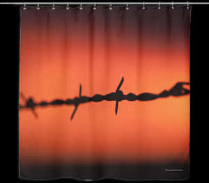 Barbed Wire Silhouetteat Sunset PNG image with transparent background