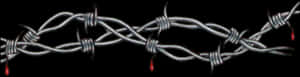 Barbed Wirewith Blood Drops PNG image with transparent background