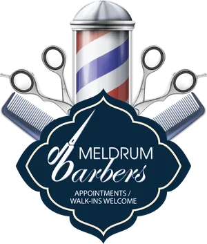 Barbershop Logowith Toolsand Text PNG Image