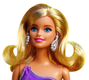 Barbie Doll Portraitwith Pearl Earrings PNG Image