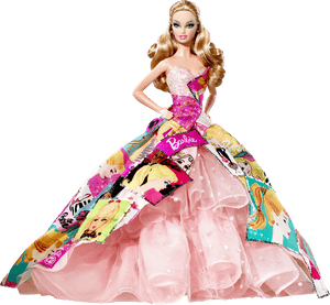 Barbie Dollin Designer Gown PNG image with transparent background