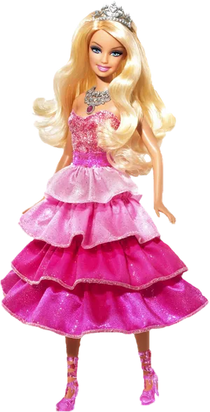 Barbie Dollin Pink Gown PNG Image