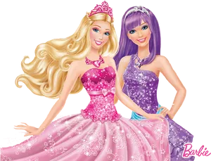 Barbieand Friend Princess Dresses PNG Image