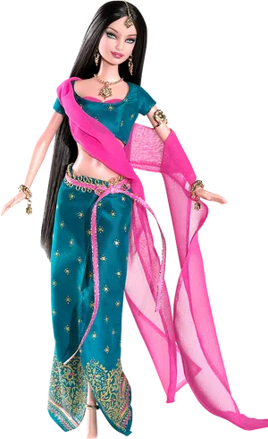 Barbiein Traditional Indian Attire PNG Image