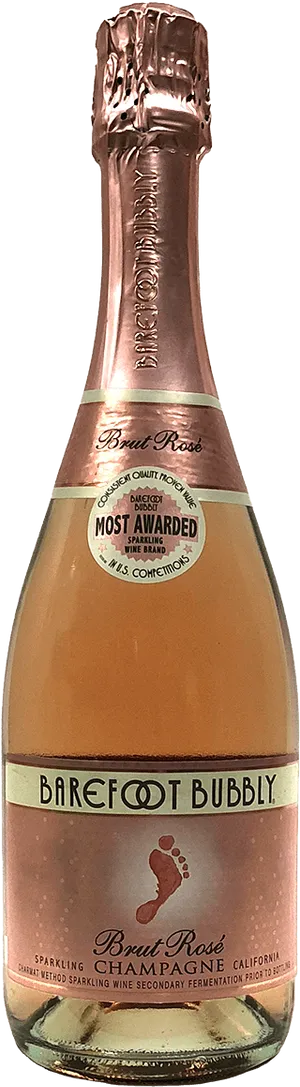 Barefoot Bubbly Brut Rose Champagne Bottle PNG Image