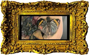 Baroque_ Frame_ Butterfly_ Tattoo_ Arm PNG Image