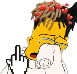 Bart Simpson Love Heartbreak Middle Finger PNG Image