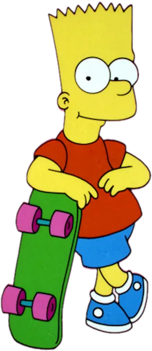 Bart Simpsonwith Skateboard PNG Image