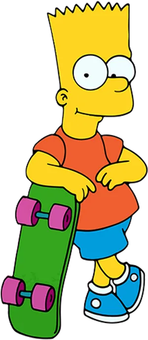 Bart Simpsonwith Skateboard PNG Image