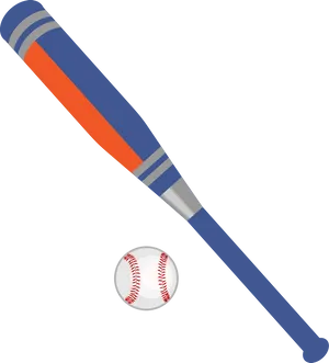 Baseball Batand Ball Illustration PNG Image