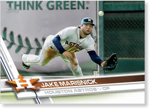 Baseball Player Diving Catch Card PNG Image