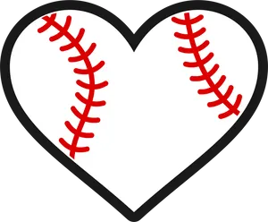 Baseball Stitch Heart Graphic PNG Image