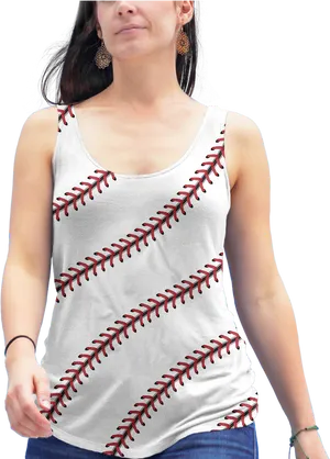 Baseball Stitch Pattern Tank Top PNG Image