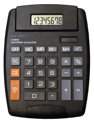 Basic Black Electronic Calculator PNG image with transparent background