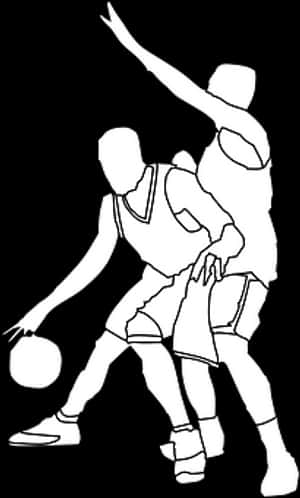 Basketball Dribble Defense Silhouette PNG image with transparent background