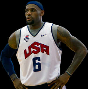 Basketball_ Player_ U S A_ Jersey_ Number_6 PNG image with transparent background