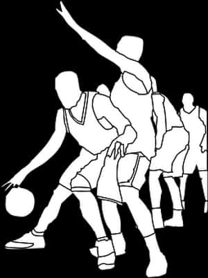 Basketball Players Silhouette Action PNG image with transparent background