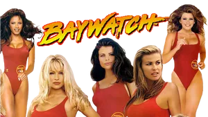 Baywatch Cast Red Swimsuits PNG Image