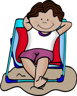 Beach Chair Relaxation Cartoon PNG Image