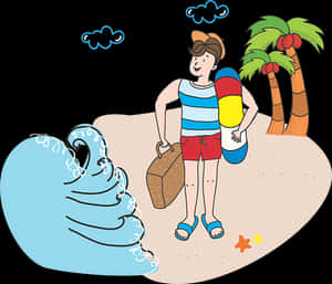 Beach Ready Cartoon Character PNG image with transparent background