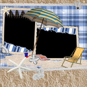 Beach Scrapbook Design Template PNG image with transparent background