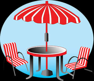 Beach Umbrellaand Chairs Graphic PNG image with transparent background